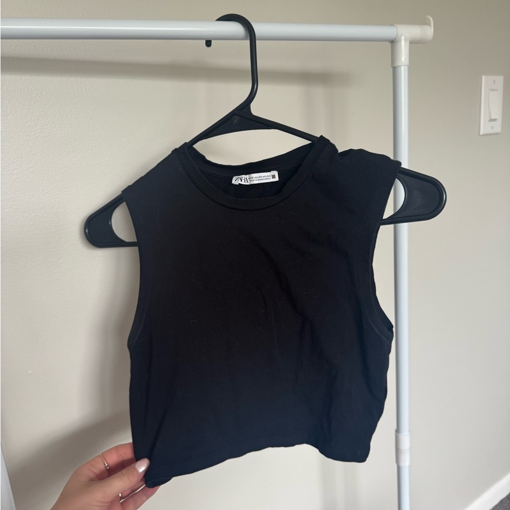 Zara Black Sleeveless Crop Top